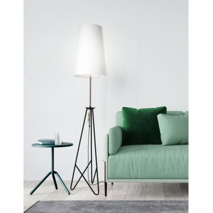 Candeeiro de chão TAFLO 1xE27/60W/230V branco/preto/dourado