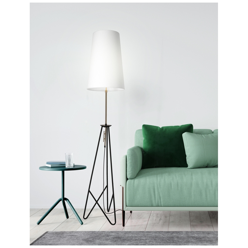 Candeeiro de chão TAFLO 1xE27/60W/230V branco/preto/dourado