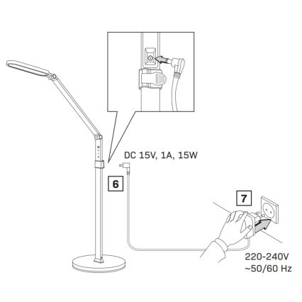 Candeeiro de chão tátil regulável LED FERRARA LED/13W/230V 3000/4000/6000K branco