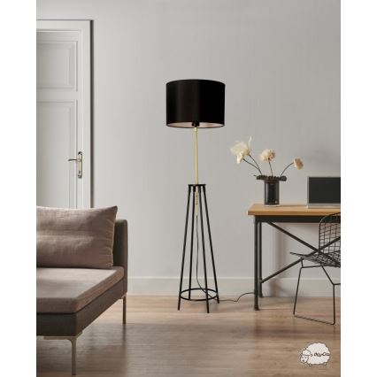 Candeeiro de chão TEGOLA 1xE27/60W/230V preto/dourado