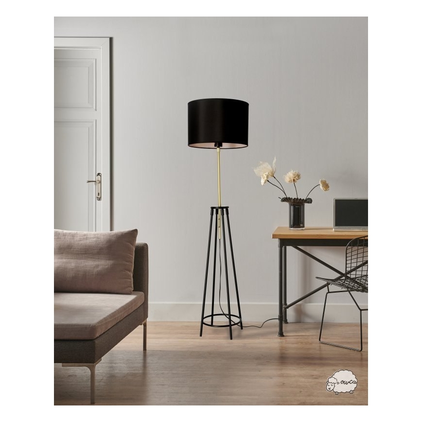 Candeeiro de chão TEGOLA 1xE27/60W/230V preto/dourado