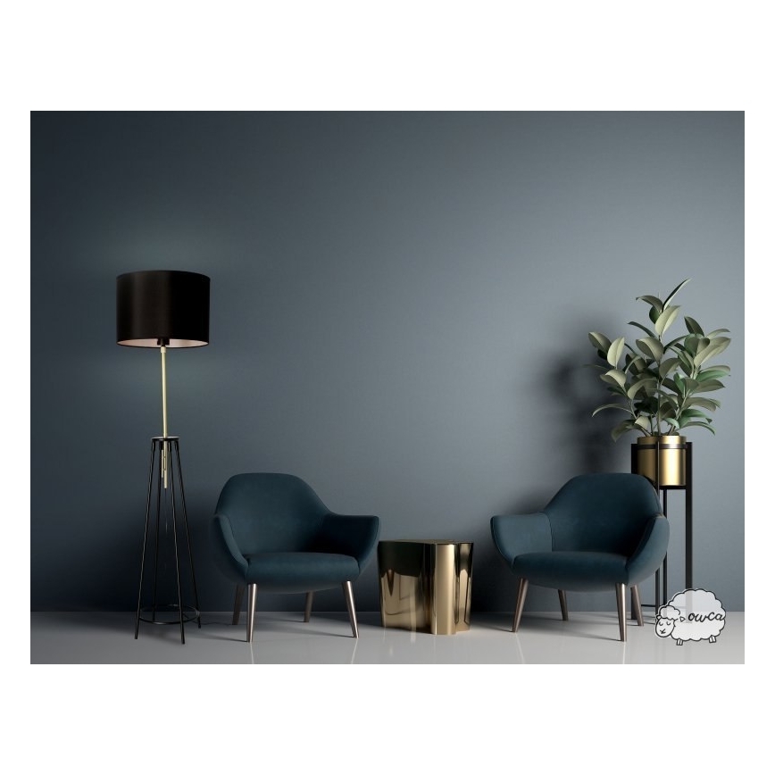 Candeeiro de chão TEGOLA 1xE27/60W/230V preto/dourado