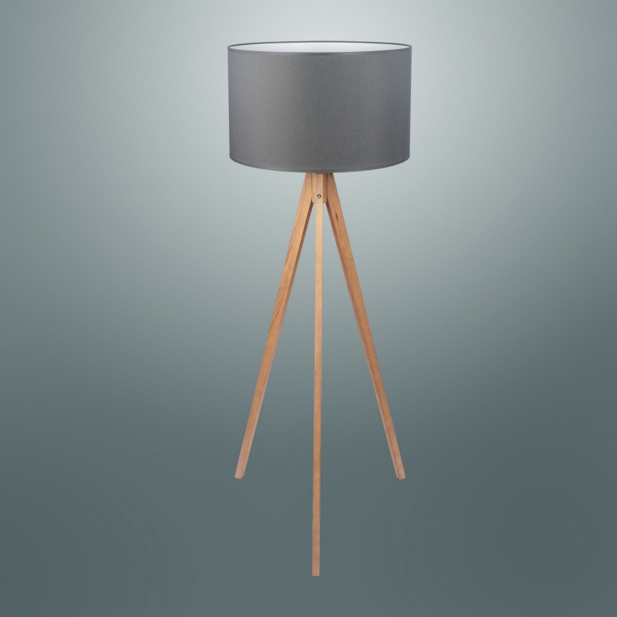 Candeeiro de chão TREVISO 1xE27/25W/230V cinzento/madeira
