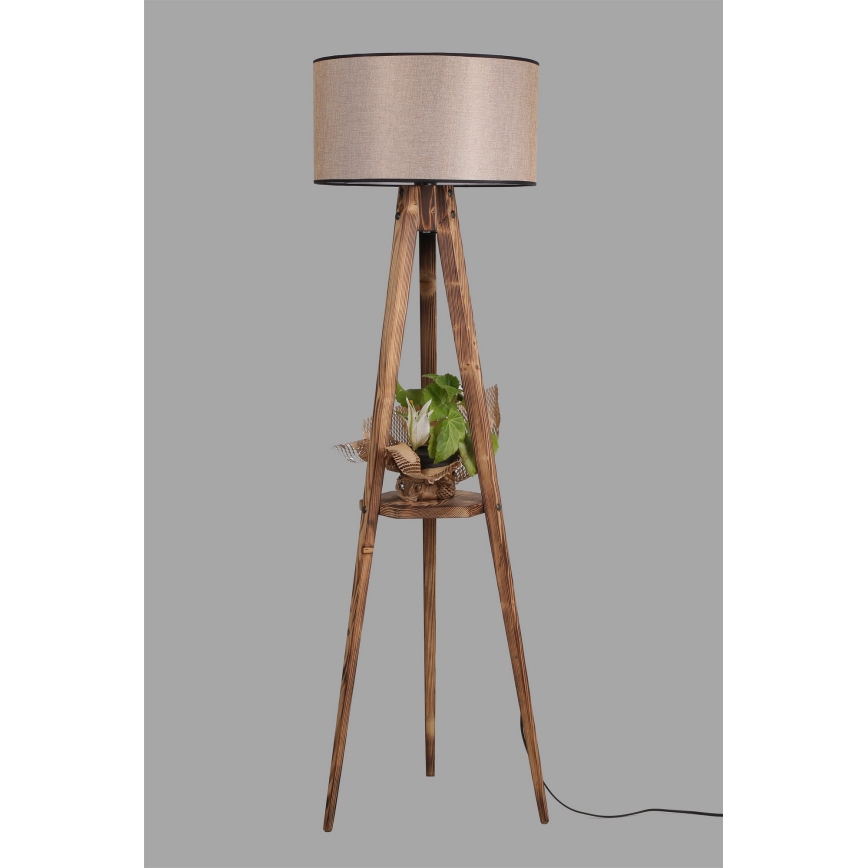 Candeeiro de chão TRIPOD 1xE27/60W/230V bege/castanho