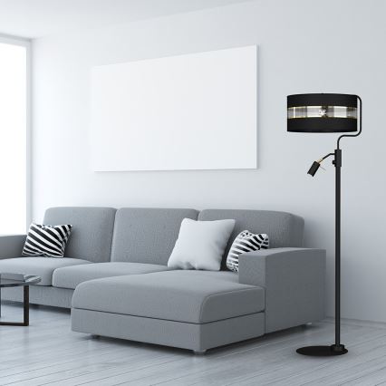 Candeeiro de chão ULTIMO 1xE27/40W/230V + 1xGU10/MR11/7W preto