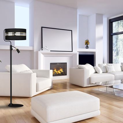Candeeiro de chão ULTIMO 1xE27/40W/230V + 1xGU10/MR11/7W preto