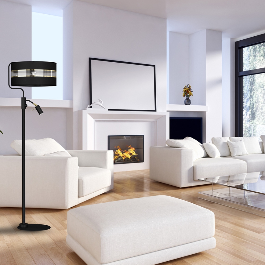 Candeeiro de chão ULTIMO 1xE27/40W/230V + 1xGU10/MR11/7W preto