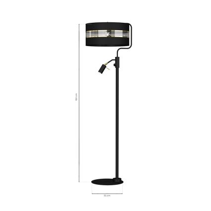 Candeeiro de chão ULTIMO 1xE27/40W/230V + 1xGU10/MR11/7W preto