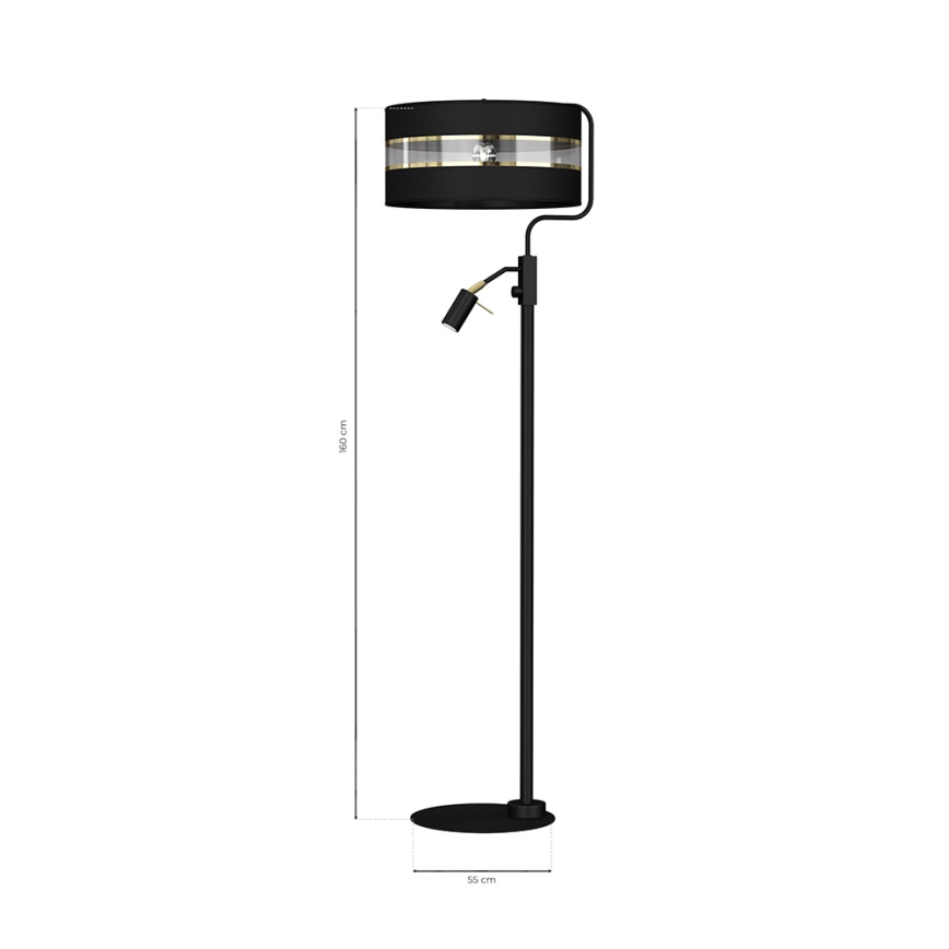 Candeeiro de chão ULTIMO 1xE27/40W/230V + 1xGU10/MR11/7W preto