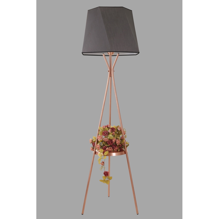 Candeeiro de chão VENEDIK 1xE27/60W/230V cinzento/cobre