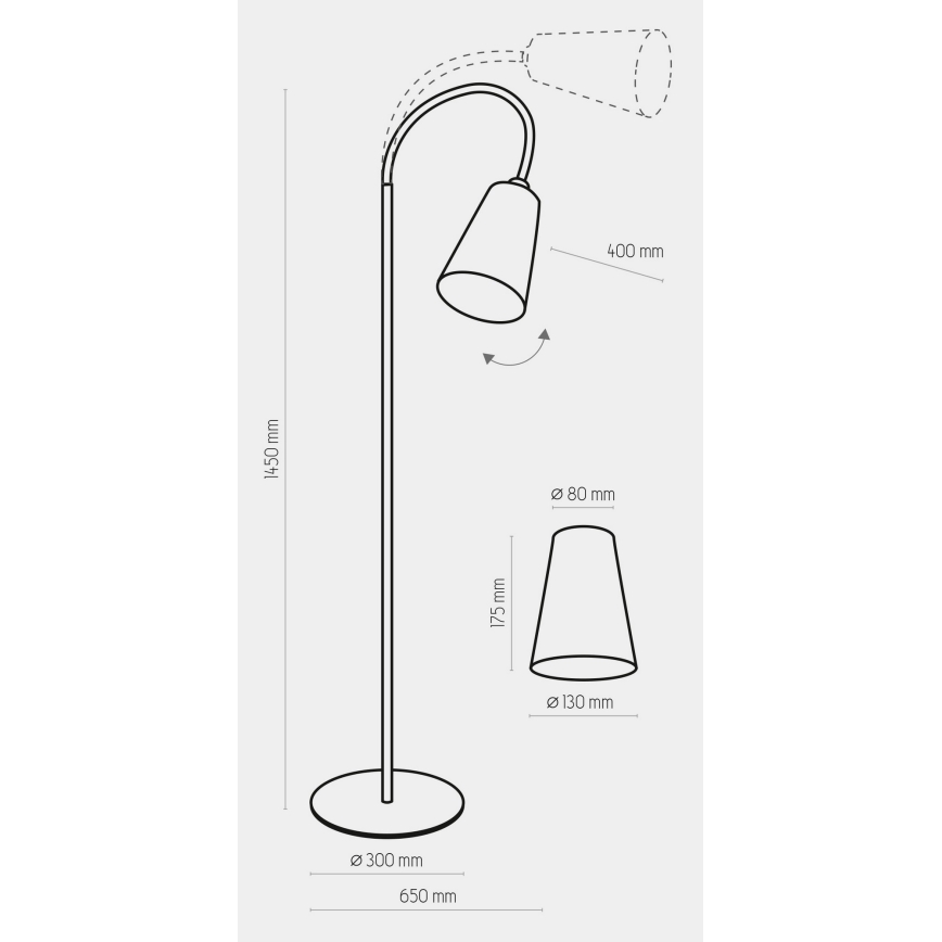 Candeeiro de chão WIRE 1xE27/15W/230V preto/dourado