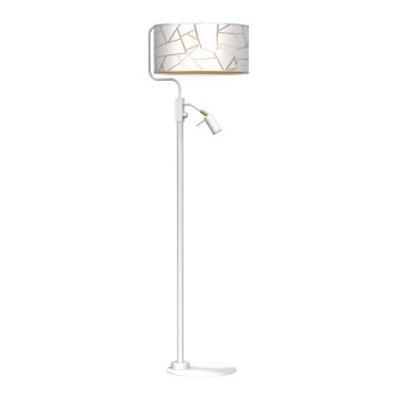 Candeeiro de chão ZIGGY 1xE27/40W/230V + 1xGU10/MR11/7W branco/dourado