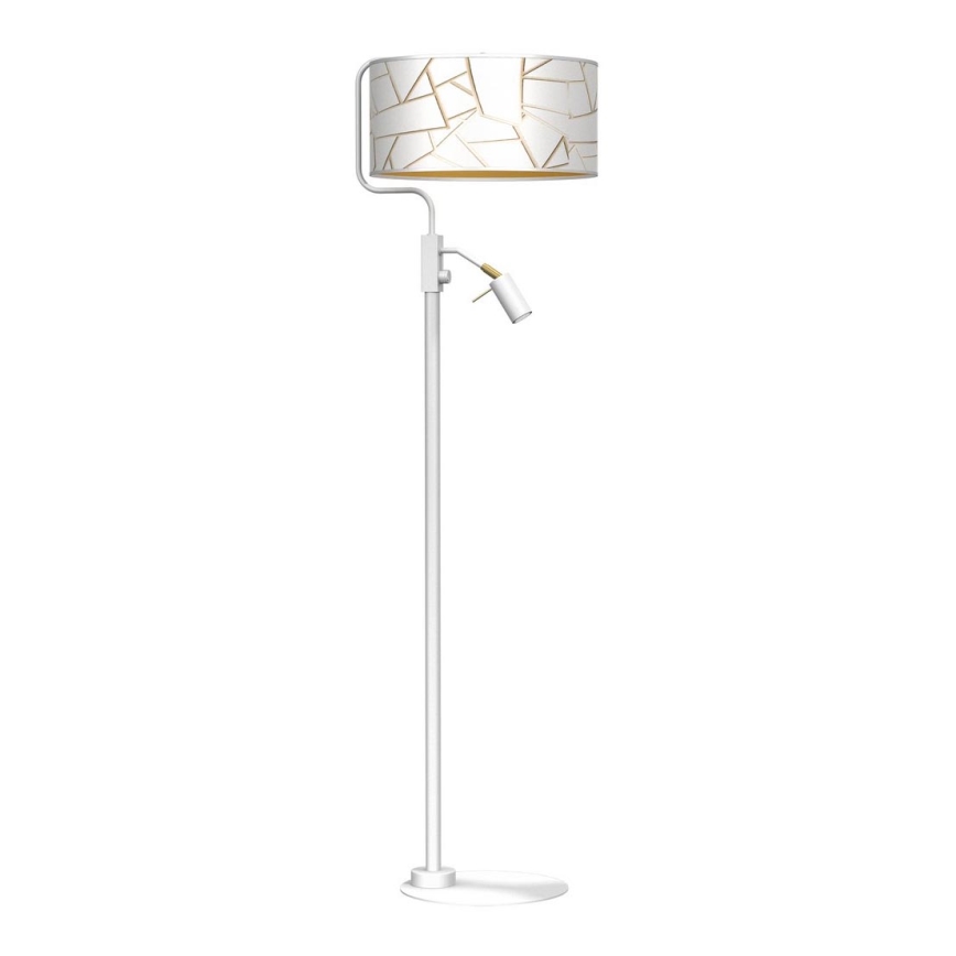 Candeeiro de chão ZIGGY 1xE27/40W/230V + 1xGU10/MR11/7W branco/dourado