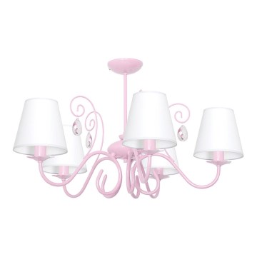 Candeeiro de criança LAURA 5xE14/60W/230V rosa claro