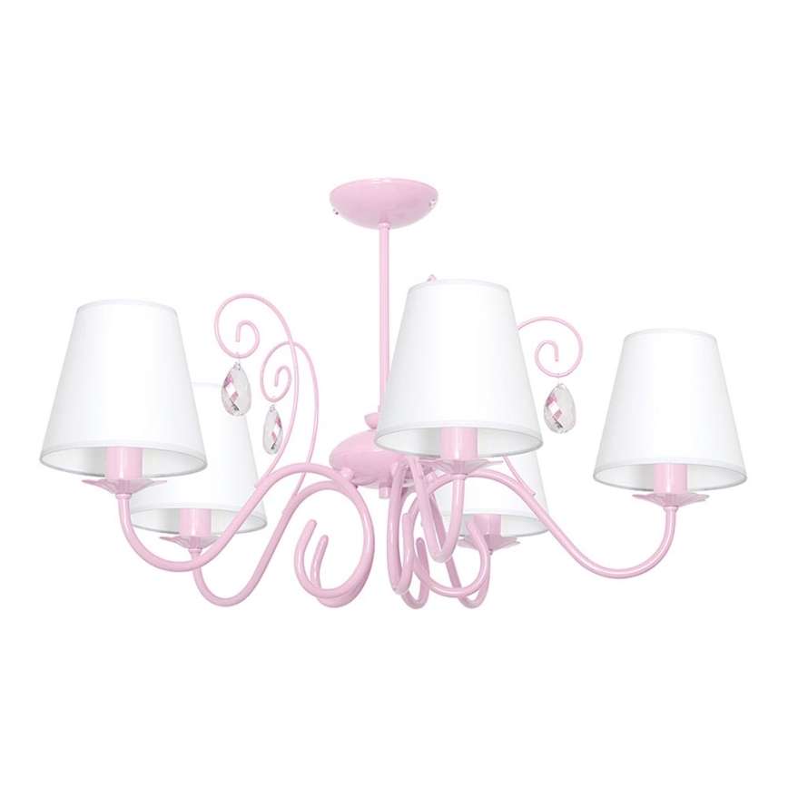 Candeeiro de criança LAURA 5xE14/60W/230V rosa claro