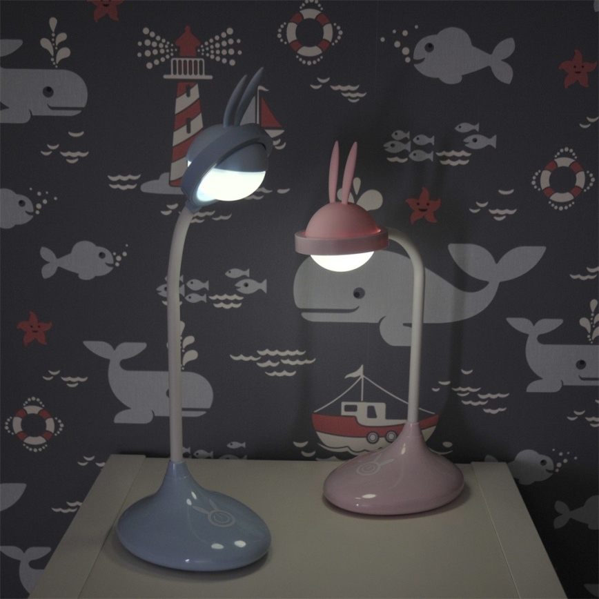 Candeeiro de criança LED de toque RABBIT LED/0,4W/5V 3000/6500K azul + USB