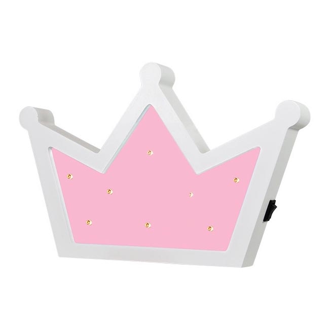 Candeeiro de criança LED LED/2xAA coroa rosa