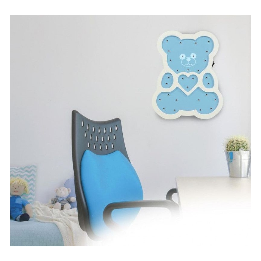 Candeeiro de criança LED LED/2xAA urso azul