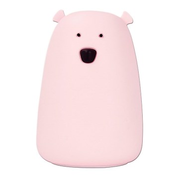 Candeeiro de criança LED RGB de toque BEAR LED/0,8W/5V pink + USB