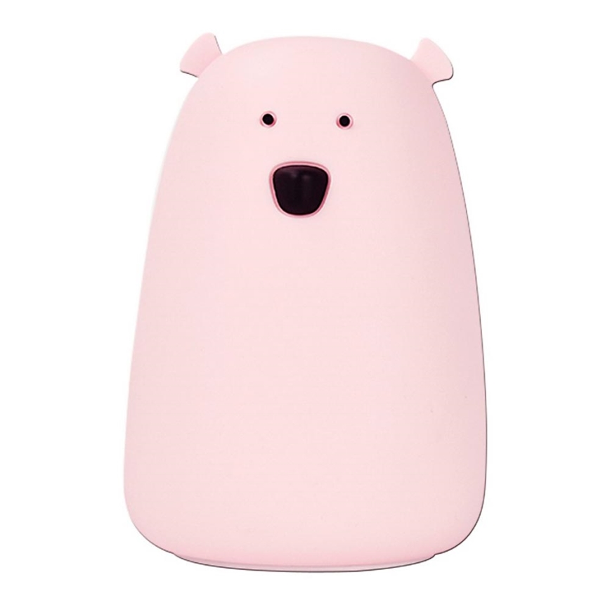 Candeeiro de criança LED RGB de toque BEAR LED/0,8W/5V pink + USB