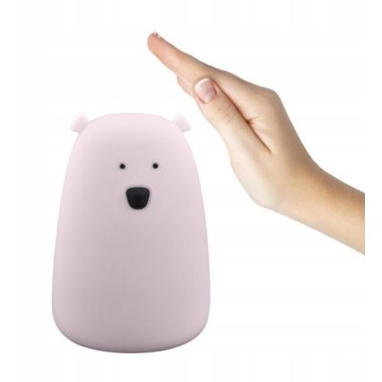 Candeeiro de criança LED RGB de toque BEAR LED/0,8W/5V pink + USB