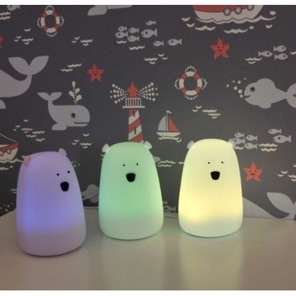 Candeeiro de criança LED RGB de toque BEAR LED/0,8W/5V pink + USB