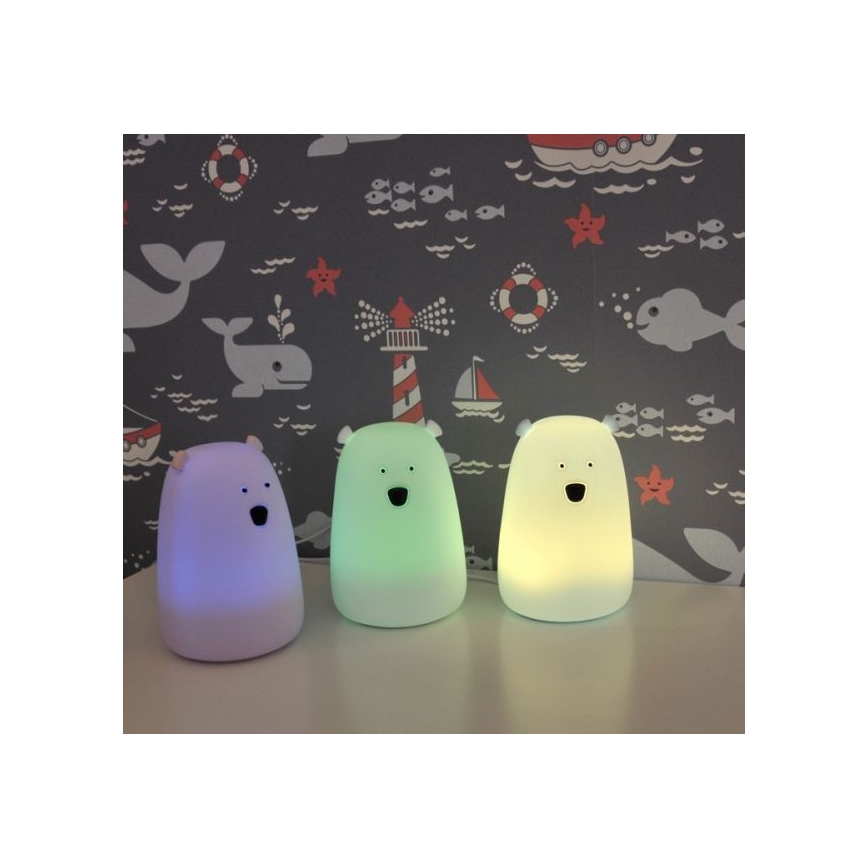 Candeeiro de criança LED RGB de toque BEAR LED/0,8W/5V pink + USB