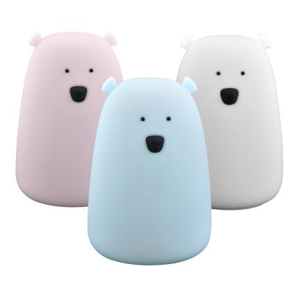 Candeeiro de criança LED RGB de toque BEAR LED/0,8W/5V pink + USB