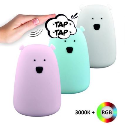Candeeiro de criança LED RGB de toque BEAR LED/0,8W/5V pink + USB
