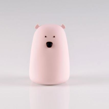 Candeeiro de criança LED RGB de toque BEAR LED/0,8W/5V pink + USB
