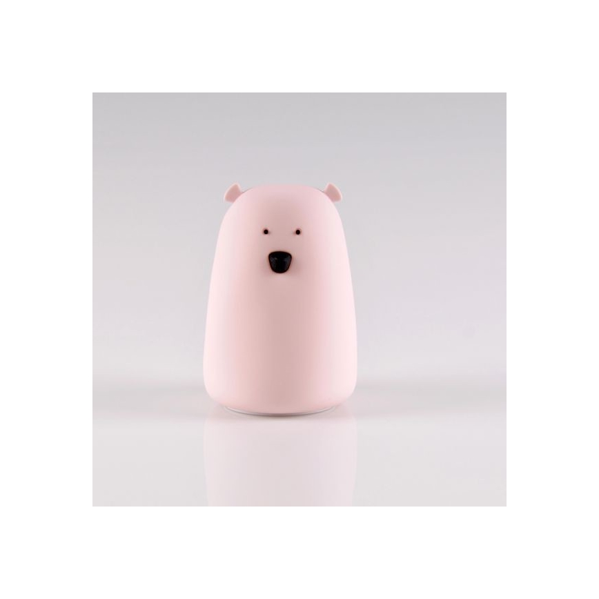 Candeeiro de criança LED RGB de toque BEAR LED/0,8W/5V pink + USB