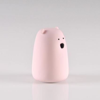 Candeeiro de criança LED RGB de toque BEAR LED/0,8W/5V pink + USB