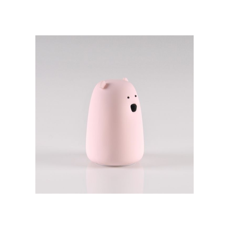 Candeeiro de criança LED RGB de toque BEAR LED/0,8W/5V pink + USB