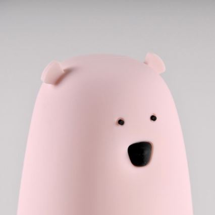 Candeeiro de criança LED RGB de toque BEAR LED/0,8W/5V pink + USB