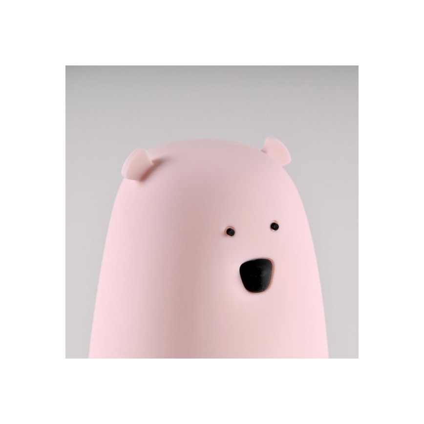 Candeeiro de criança LED RGB de toque BEAR LED/0,8W/5V pink + USB