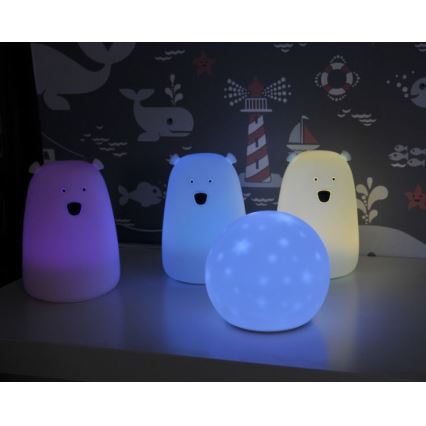 Candeeiro de criança LED RGB de toque BEAR LED/0,8W/5V pink + USB