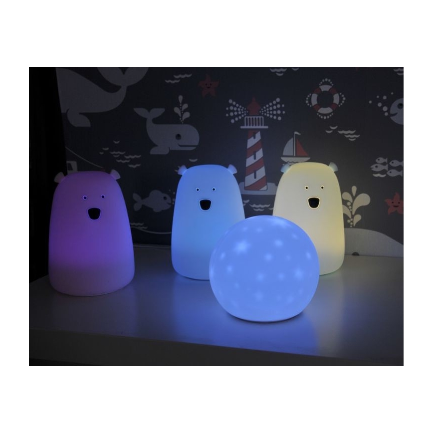 Candeeiro de criança LED RGB de toque BEAR LED/0,8W/5V pink + USB