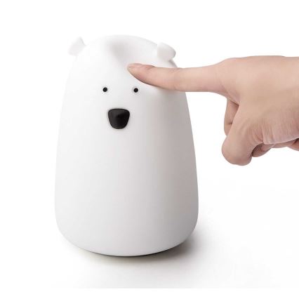 Candeeiro de criança LED RGB de toque BEAR LED/0,8W/5V white + USB