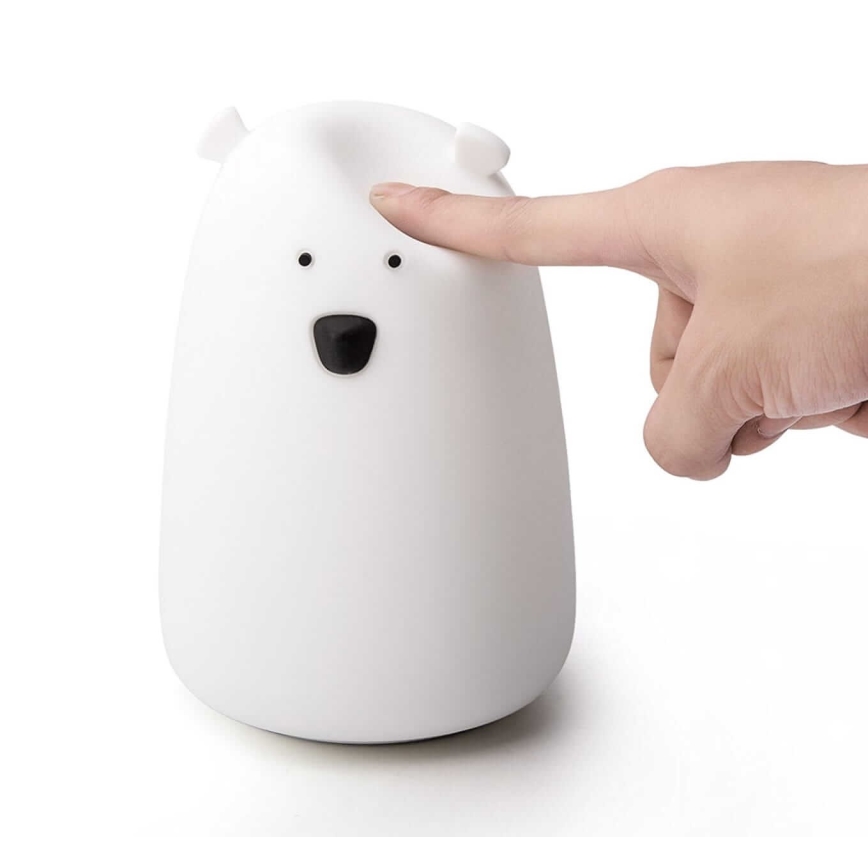 Candeeiro de criança LED RGB de toque BEAR LED/0,8W/5V white + USB