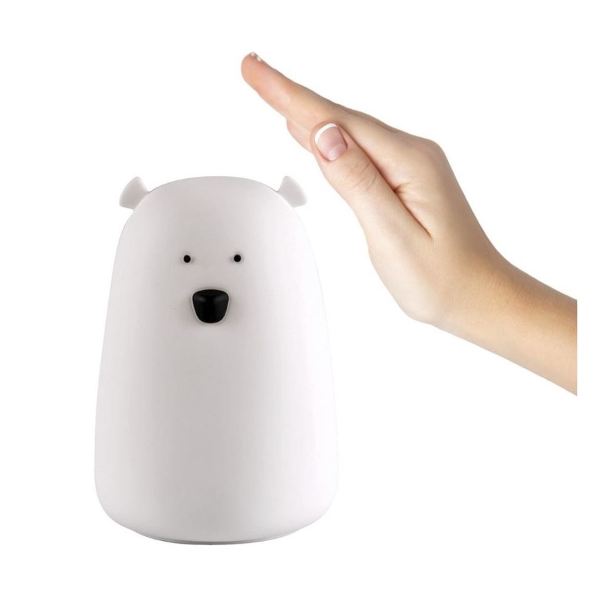 Candeeiro de criança LED RGB de toque BEAR LED/0,8W/5V white + USB