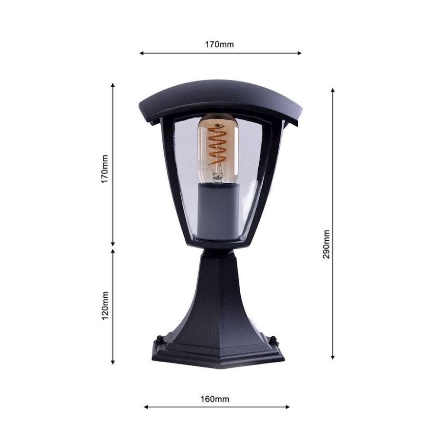 Candeeiro de exterior FOX 1xE27/40W/230V IP44 preto antigo