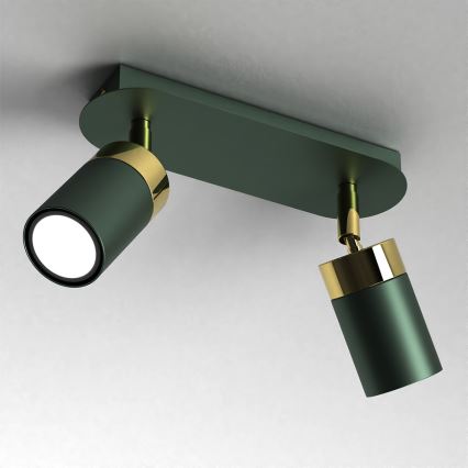 Candeeiro de focos JOKER 2xGU10/25W/230V verde/dourado