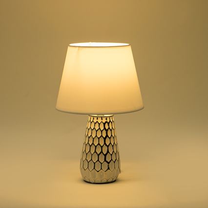Candeeiro de mesa 1xE14/40W/230V branco/prateado
