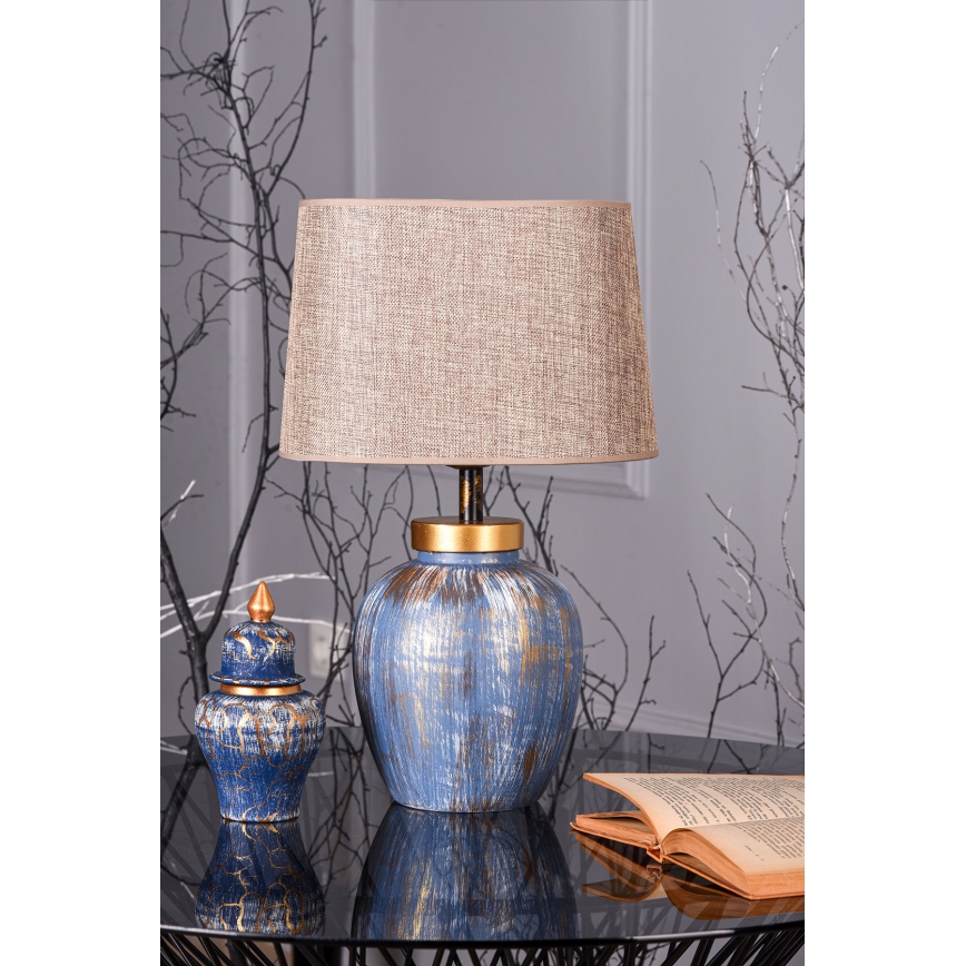 Candeeiro de mesa 1xE27/40W/230V azul/bege