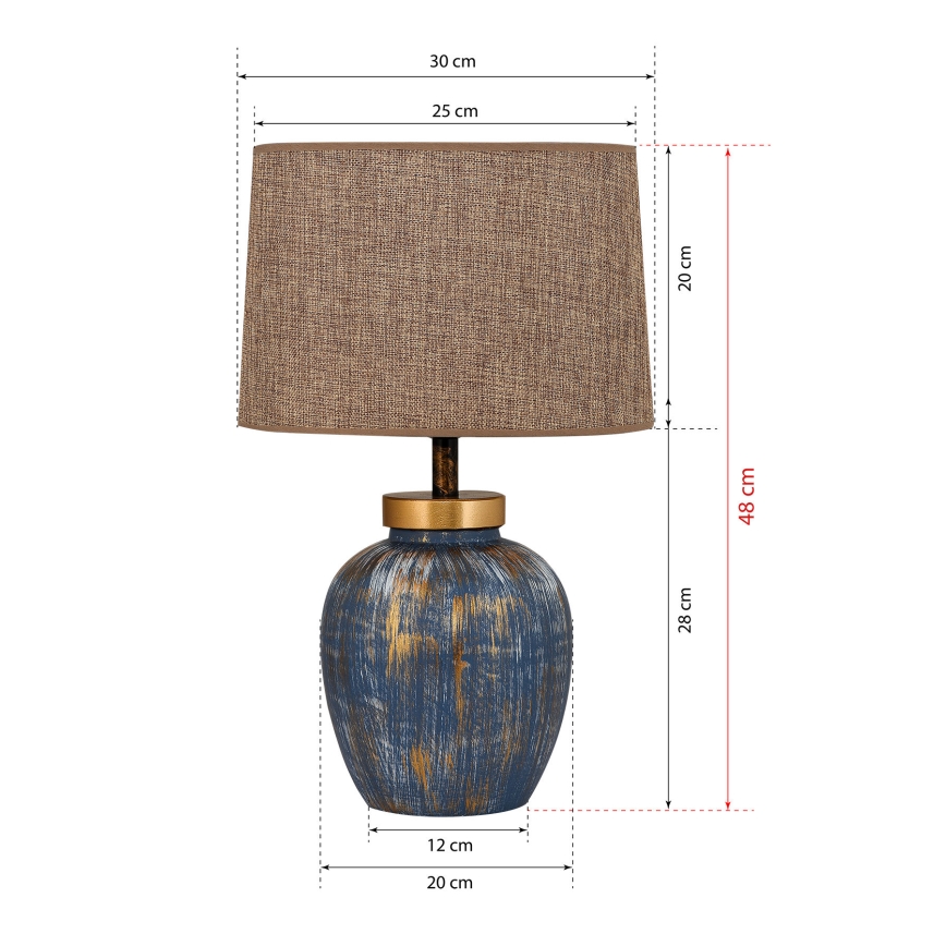 Candeeiro de mesa 1xE27/40W/230V azul/bege