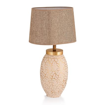 Candeeiro de mesa 1xE27/40W/230V bege/dourado