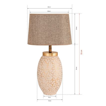 Candeeiro de mesa 1xE27/40W/230V bege/dourado