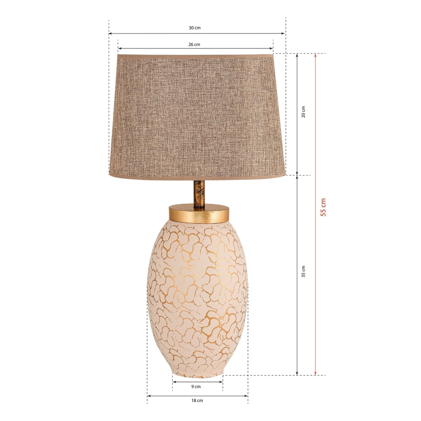 Candeeiro de mesa 1xE27/40W/230V bege/dourado