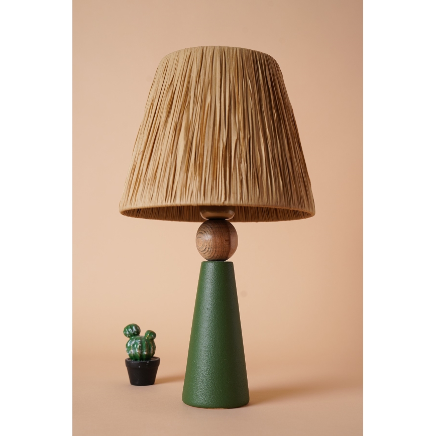 Candeeiro de mesa 1xE27/40W/230V castanho/verde