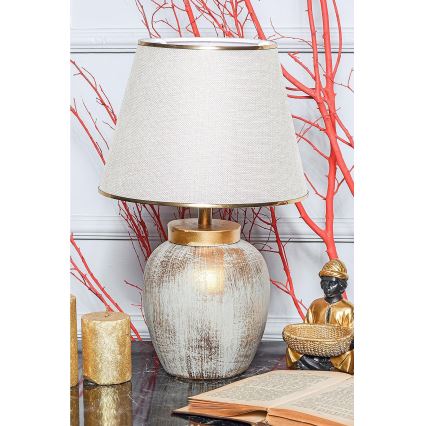 Candeeiro de mesa 1xE27/40W/230V dourado/bege